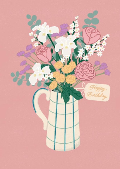 Pretty Birthday Card - Floral Bouquet In Jug created by Abi Bryan