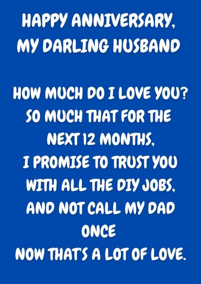 Funny Husband Anniversary Card – DIY Joke, Cheeky Love created by The Awkward Card Company 