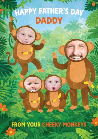 Cute Father's Day Card - Cheeky Monkeys - Three Children created by Tiger Feet Creations