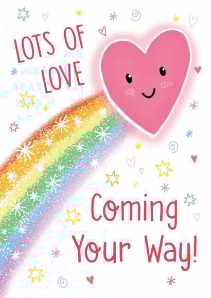 Cute and Colourful Rainbow Card - Lots of Love Coming Your Way! created by Holly Bushnell Illustration