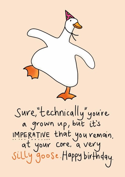 Funny Birthday Card - Must Remain A Silly Goose created by Rosie Johnson Illustrates
