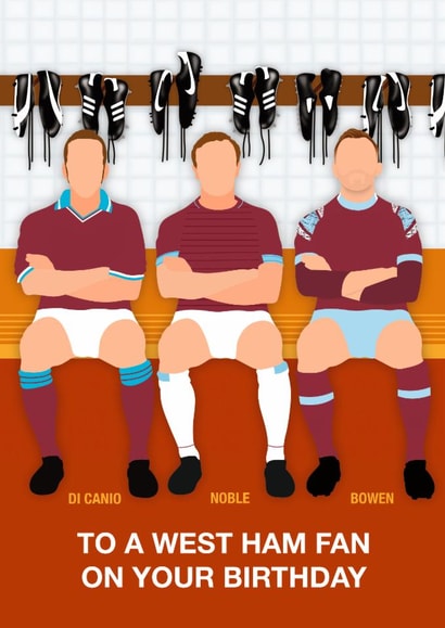 Fun Birthday Card - To A West Ham Fan - Players created by Paul Jones