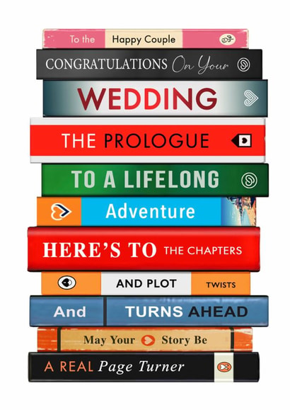 Classic Wedding card - Book Stack - Page Turner created by Of Life & Lemons Ltd.