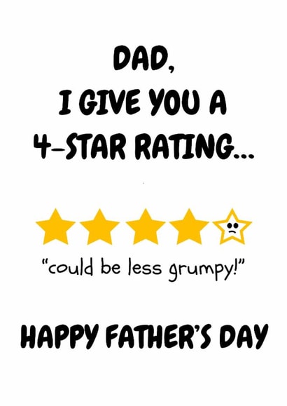 Fun Father's Day Card - For Dad - From The Kids - Star Rating created by Sweary Fairy Prints