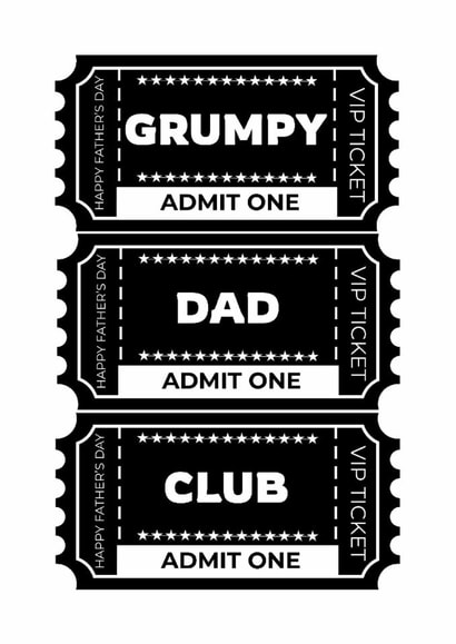 Funny Father's Day Card - Grumpy Dad Club - VIP Ticket - From the Kids created by Sweary Fairy Prints