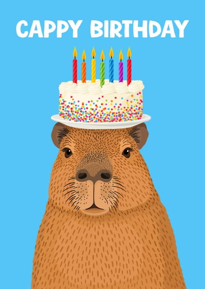 Cute Birthday Card - Capybara created by Pink Peach Cards
