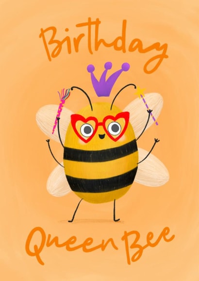 Adorable Birthday Card - Queen Bee Celebrating - Birthday Queen Bee created by @oubergine