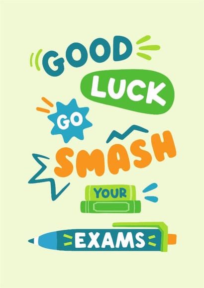 Classic Good Luck Card - Go Smash Your Exams created by Helen Thompson