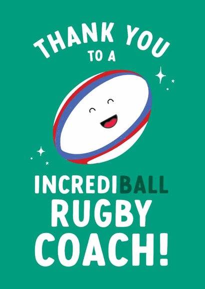 Thanks Coach Rugby Cute Thank You Card - For Rugby Coach - Incrediball Rugby Coach! | thortful