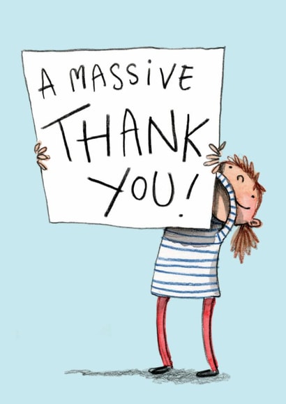 Cute Thank You Card - Massive Thank You Sign created by Hes Durkan Illustration