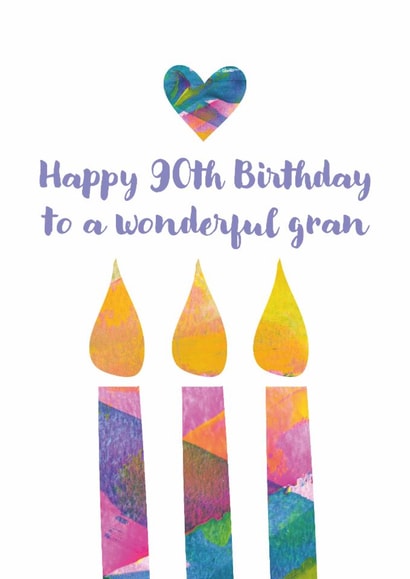 Traditional Birthday Card - For Gran - 90th - Candles created by size3art