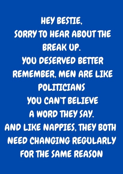 Funny, Sorry To Hear About The Break up Card created by The Awkward Card Company