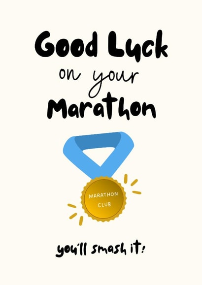 Classic Good Luck Card - Marathon Medal created by @HurrayHaus