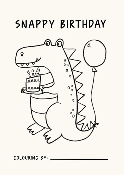 Cute Birthday Card - Colour In Crocodile created by @oubergine