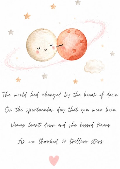 Unique card to celebrate the birth of a special baby. Bespoke poem & keepsake created by Emma Rose