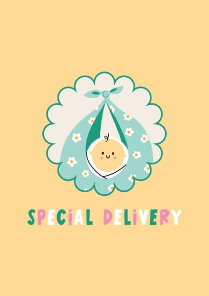 Cute New Baby Card - Scalloped - Special Delivery created by Lucy Maggie Designs