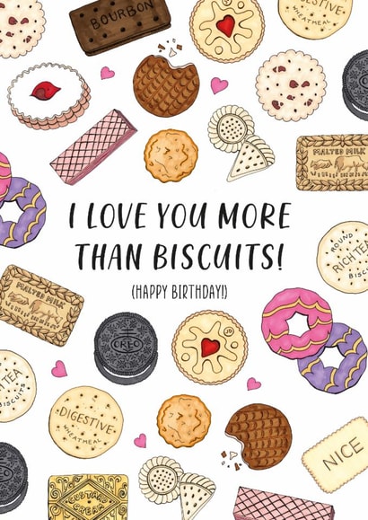 Hand drawn biscuit themed birthday card! Perfect for anyone who loves a cuppa! created by Life's Little Doodles