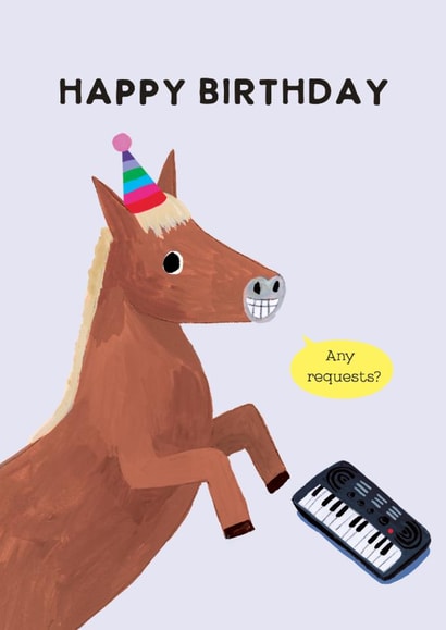 Funny Birthday Card - Therapy Horse - Keyboard created by Holly Fox
