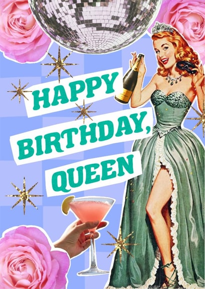 Arty Birthday Card - Queen - Collage created by Violet and Alfie