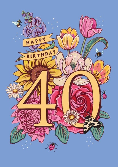 Pretty Birthday Card - 40th - Tulips - Spring Flowers created by Angie Spurgeon
