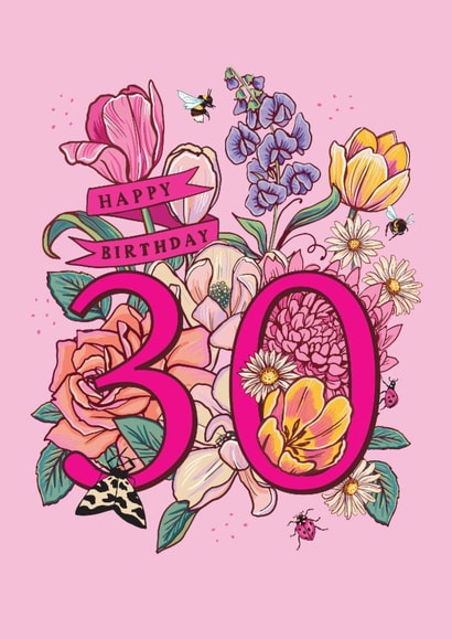 Pretty Birthday Card - 30th - Spring Flowers created by Angie Spurgeon