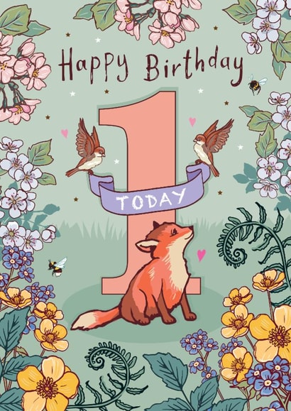 Cute 1st Birthday Card - For Her - Woodland created by Angie Spurgeon