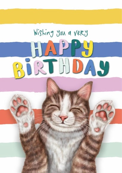 Funny Birthday Card - Brown & White Tabby Cat - From The Cat | thortful