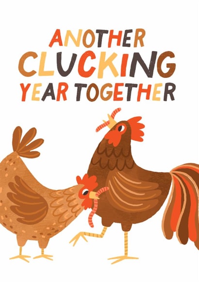 Funny Anniversary Card for Husband Wife or Couple – chicken illustration created by PaperPaper