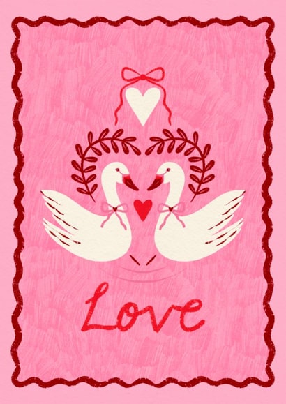 Graceful Swans Heart - Elegant Valentine's Day Love Card created by Dafne Design Studio