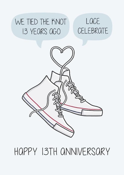 Cute 13th Anniversary Card - Lace - Trainers created by Creaternet
