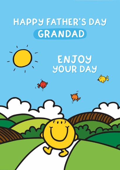 Cute Father's Day Card - For Grandad – Mr Happy – Mr. Men – Enjoy your day created by Mr. Men