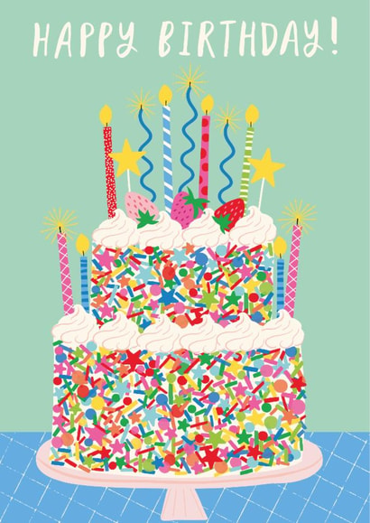 Classic Birthday Card - For Her - Rainbow Sprinkle Cake created by Nina Raby - Jones
