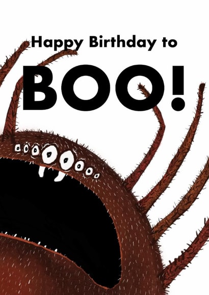 BOO! Funny Spider Jump Scare Birthday Card created by Seaby Sketches