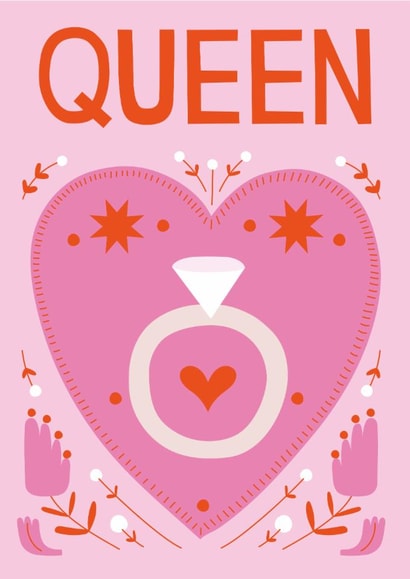 Engagement Card for Her – Pink Queen Diamond Ring Cute Romantic Design created by Seekprint