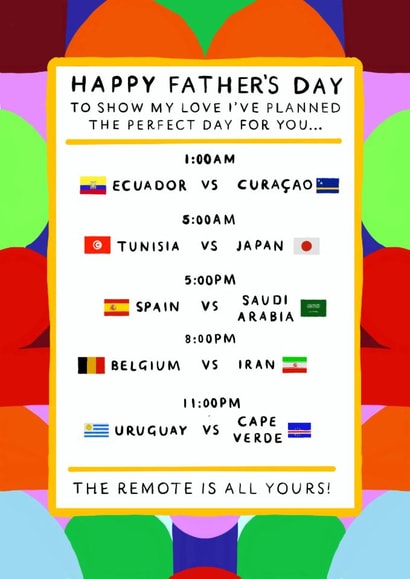 Funny Father's Day Card - Planned The Perfect Day For You - Football - World Cup created by Philippa Elizabeth Illustration