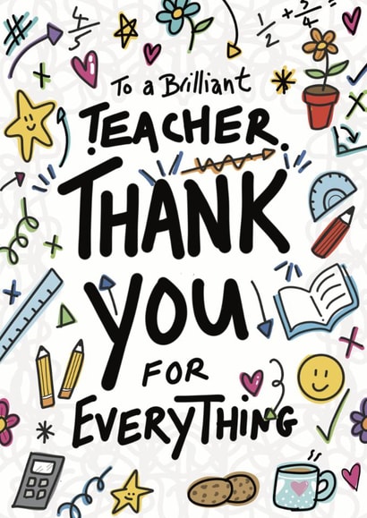 Thank You Teacher Card – Brilliant Teacher Appreciation created by ROSHAH DESIGNS