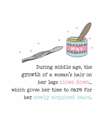 Funny Birthday Card - Middle Age - Newly Acquired Beard created by Dandelion Stationery