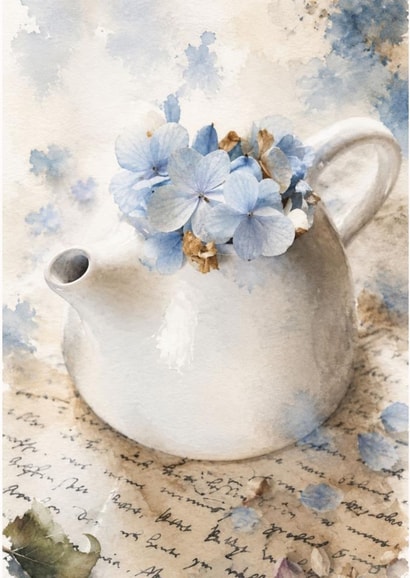 Blue hydrangeas created by Adeeba Faheem