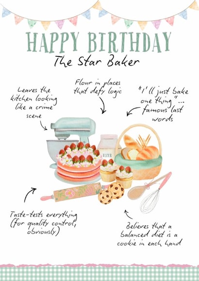 Funny Birthday Card - The Star Baker created by Petal & Paper Co.