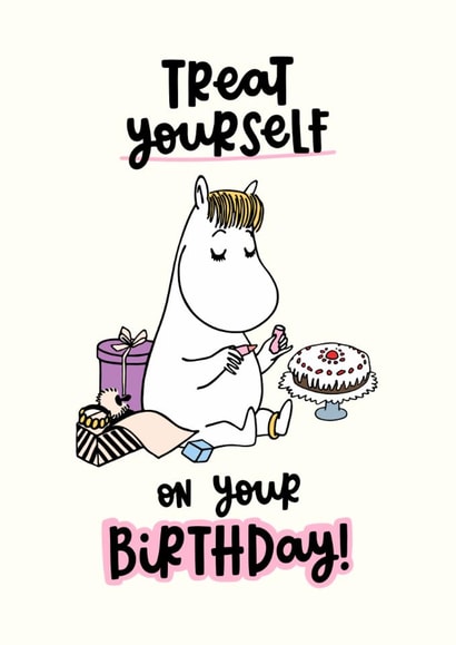 Cute Birthday Card - For Her - Moomin - Treat Yourself created by Moomin Characters