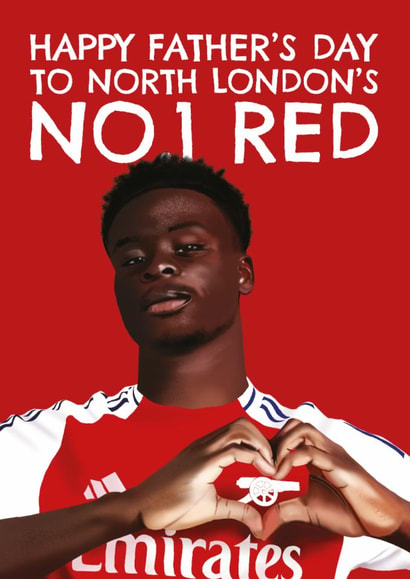Arsenal Father's Day Card - Bukayo Saka - Arsenal - North London's No.1 Red created by AbiGoLucky