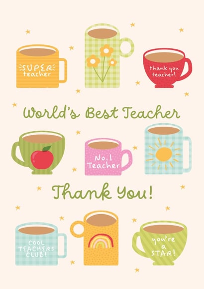 Classic Thank You Card - World's Best Teacher - Coffee Mugs created by Kitty Strand