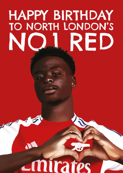Arsenal Birthday Card - Bukayo Saka - Arsenal - North London's No.1 Red created by AbiGoLucky