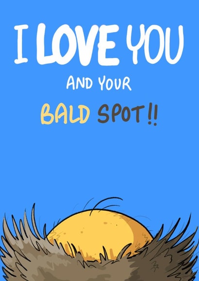 Funny Anniversary/Birthday Card - Bald Spot - For Him - Balding created by Bryony Jackson Walters