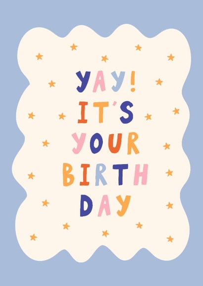 Birthday Cute Typography Card for Friend with Colourful Retro Lettering created by Sad Girl Illustration