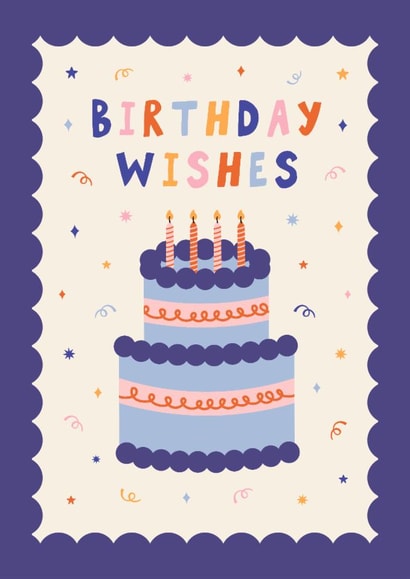 Retro Birthday Cake Card for Friend with Bold Typography and Candles created by Sad Girl Illustration