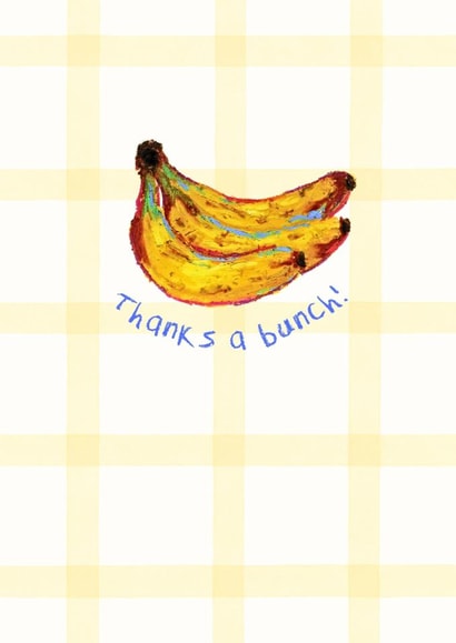 Thanks a bunch - cute banana art card - thank you card created by Emmart Reid