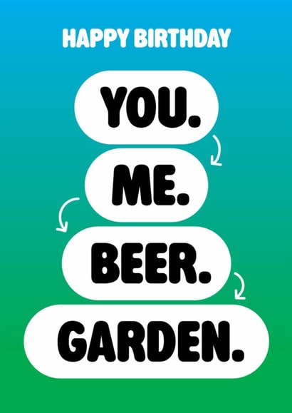 Funny Happy Birthday Card For your mate who loves a beer garden created by Seb Sells
