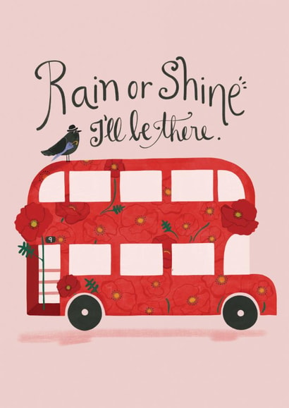 Rain or Shine Friendship Card with Floral London Bus created by Becoming Flor