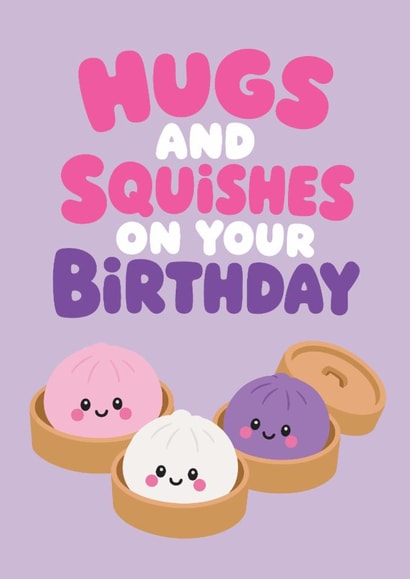 Cute dumpling squishy kawaii bao bun themed birthday card - For Daughter / Niece created by Tiger Feet Creations